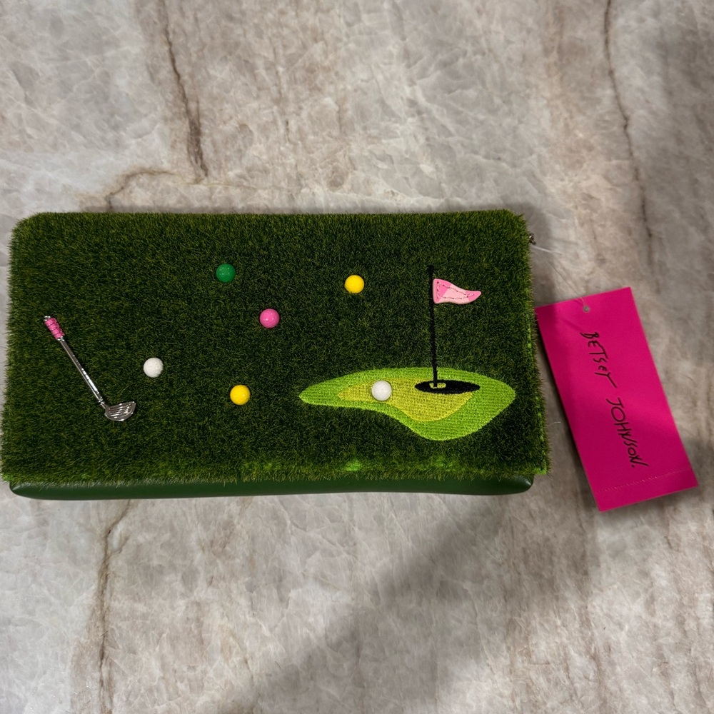 NWT Betsey Johnson Golf Clutch Purse with Chain